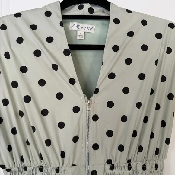 She + Sky Polka Dot Midi Dress in Light Green and Black - Picture 3 of 5